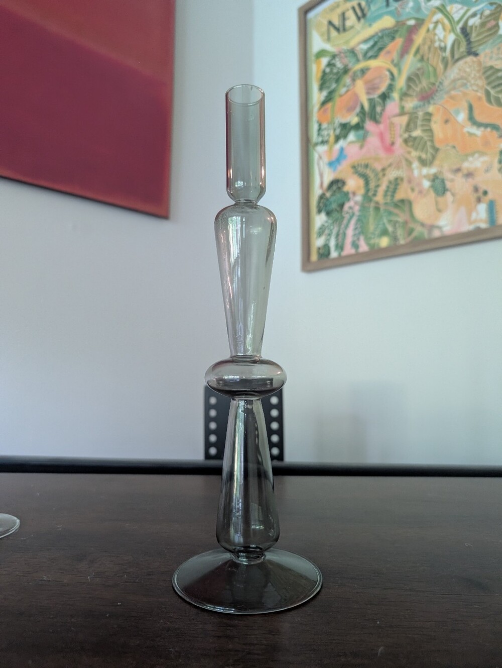 Green Colorful Glass Candlestick Holder